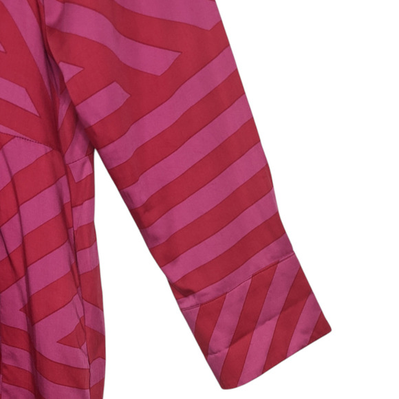 Ulla Popken Pink Mixed Strip Long Sleeve Midi Dress Work Office Funky Art 16 18 - Picture 9 of 15